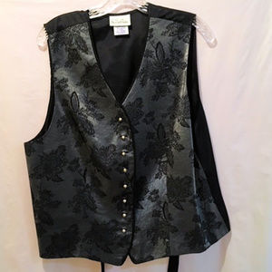 Via Sant Andrea Pewter Floral Vest, Ties at Back